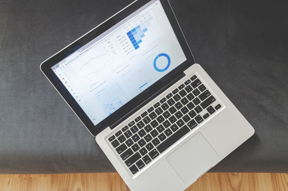 Laptop displaying an analytics dashboard, representing the myscreenverse cloud control panel