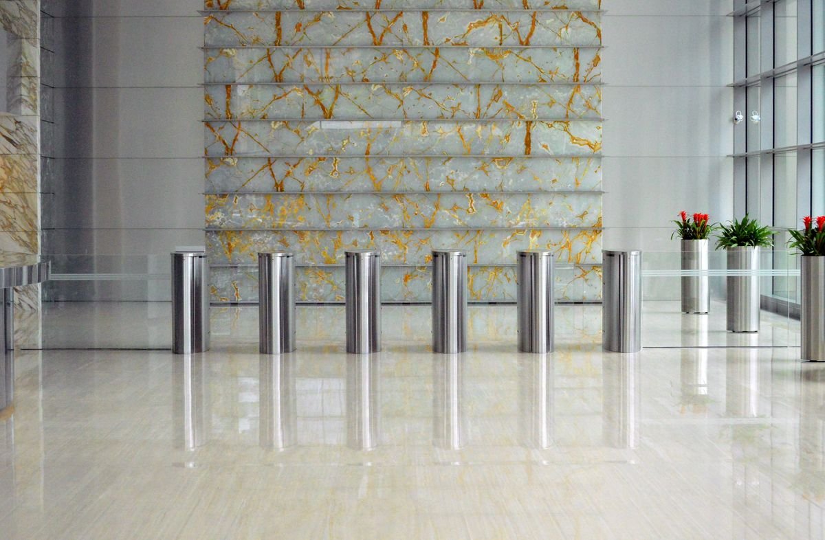 Premium modern corporate lobby, representing enterprise-scale deployment